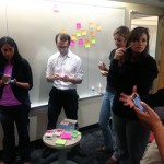 Knight fellows brainstorming on journalism's future sustainability.