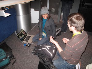 Maira Garcia, now of NY Times, and Jon Zmikly, now on faculty at TX State, plot their strategy at SXSW 2011.